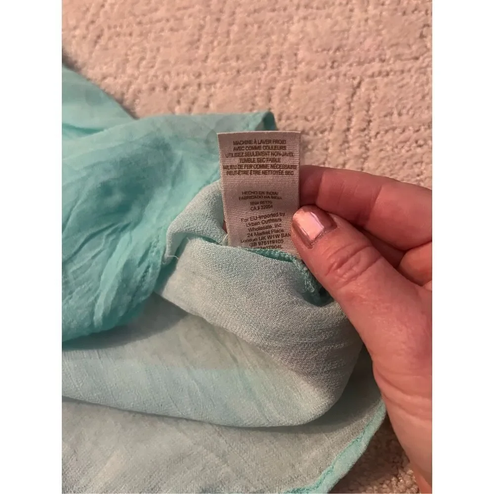 Free People Mint Green Semi-Sheer Tulip Cut Blouse